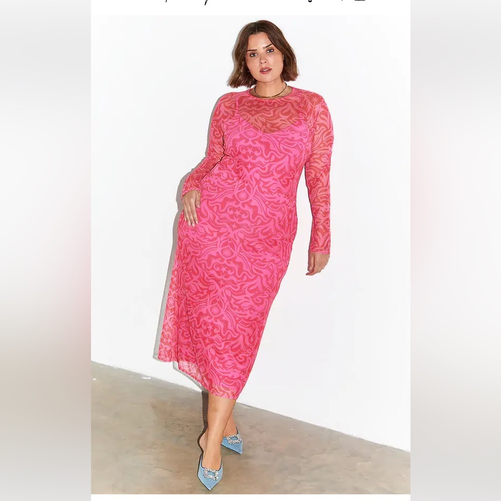 Never Fully Dressed - Red & Pink Bowie Mesh Dress